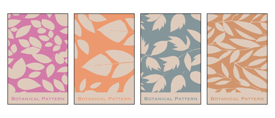 Set of 4 botanical illustrations. Minimalist pattern for printing on wall decorations, covers.