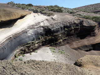 Teide National Park, particular lava formation with light and dark lines