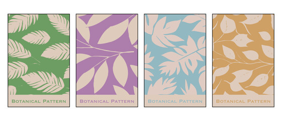 Set of 4 botanical illustrations. Minimalist pattern for printing on wall decorations, covers.