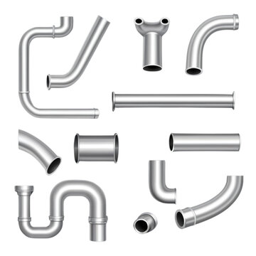 3d set of metal pipes on Isolated transparent background png. generated with AI