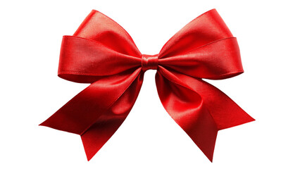 Beautiful big bow made of red ribbon isolated on Transparent background.
