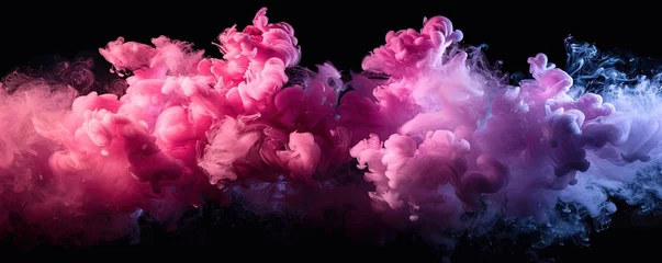 Foto op Canvas magenta and pink fluffy pastel ink smoke cloud against black background © Coosh448