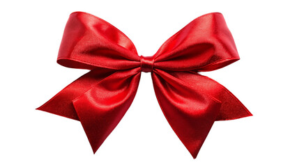 Beautiful big bow made of red ribbon isolated on Transparent background.