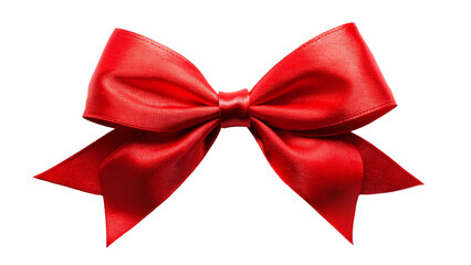 Fototapeta premium Beautiful big bow made of red ribbon isolated on Transparent background.