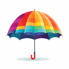 Colorful rainbow umbrella in the rain illustration