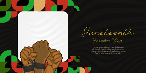 Juneteenth freedom day banner. African American Freedom Day to celebrate. Abstract background with geometric design for Juneteenth Freedom day