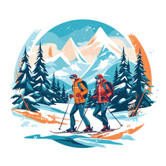 Colorful winter sport and vacation design 