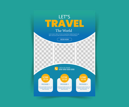 Flyer design template for travel holiday vacation, Flyer design for travel