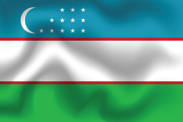 Flat Illustration of Uzbekistan flag. Uzbekistan national flag design. Uzbekistan wave flag.
