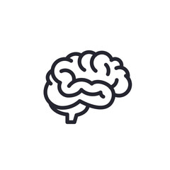 Brain icon, vector thin line illustration symbol graphic element for intelligence, creativity, and mental health concept