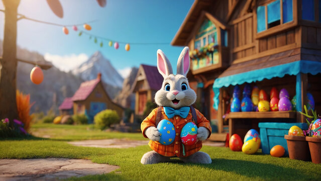 Cute cartoon Easter bunny.