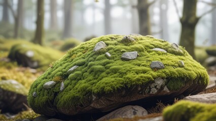 A cap of moss covers the top of an old stump