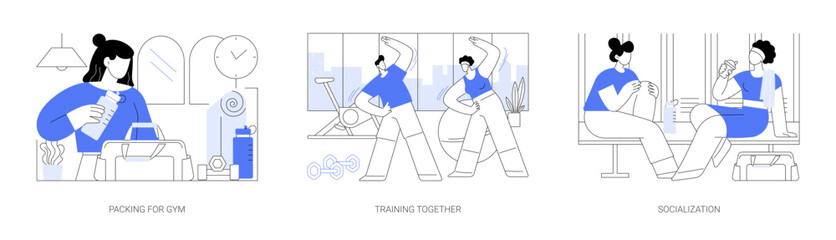 Fitness club isolated cartoon vector illustrations se