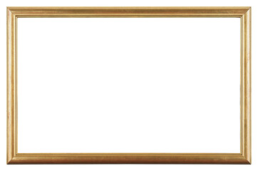 Narrow antique wooden picture frame on a transparent background, in PNG format.