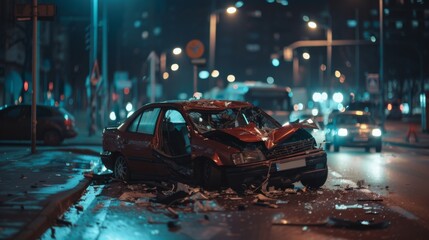 Car Crash Traffic Accident Scene - obrazy, fototapety, plakaty