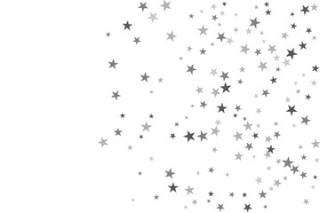 Star confetti. Silver casual confetti background. Bright design pattern.