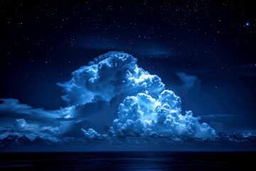 A moonlit bank of clouds off the coast under a starry sky, generative ai - obrazy, fototapety, plakaty