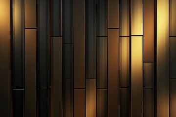 Dark abstract background with a black and golden metallic wall featuring vertical lines