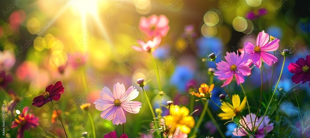 Poster vibrant spring blooms dynamic abstract pattern with sunlight and shadows for unique backgrounds