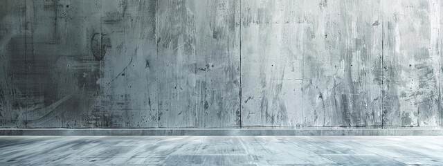 Concrete Interior, Empty Space, Grey Urban Panorama Banner