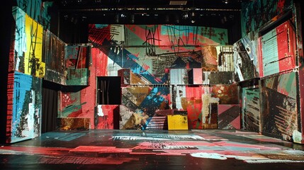 Obraz premium A stage design inspired by a specific artist or art movement, such as cubism or impressionism.
