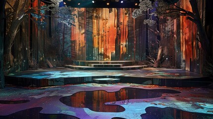 A stage design inspired by a famous work of art, reimagined in three dimensions.