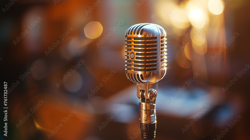 Poster close up of microphone on table