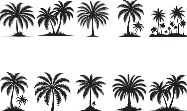 Palm Tree Silhouettes Palm EPS Vector Palm Tree Clipart	
