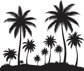 Palm Tree Silhouettes Palm EPS Vector Palm Tree Clipart	
