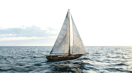 Fototapeta premium Immerse yourself in the beauty of the open sea with our striking isolated sail image. Perfect for nautical-themed designs and oceanic visuals!