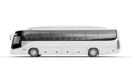 premium isolated image of a big white tour bus from the side. Perfect for travel brochures and tour company advertisements! - obrazy, fototapety, plakaty