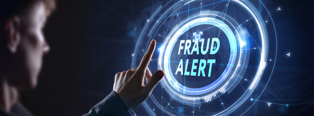 Fraud Alert Caution Defend Guard Notify Protect Concept.