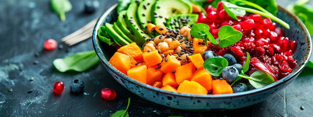 Healthy vegetarian food in a bowl. Selective focus. - obrazy, fototapety, plakaty