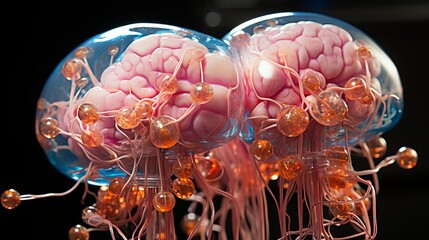 backlit illustration of a human brain depicting neural connections and cells with dynamic bursts
Concept: neurobiology, psychology, neuroscience, for scientific research.