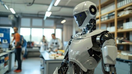 Photograph humanoid robots in research labs or performing tasks in real-world environments.