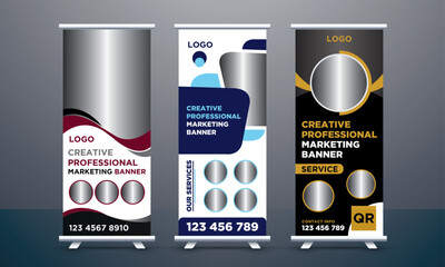 Corporate Roll Up Banner, x-stand, Retractable banner stand