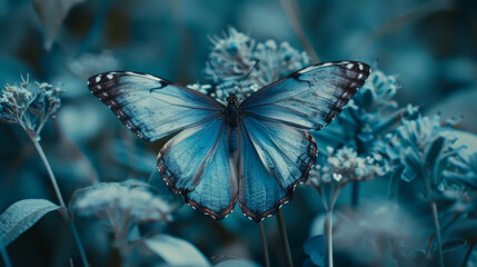 Close up of beautiful blue butterfly rhombus - Powered by Adobe