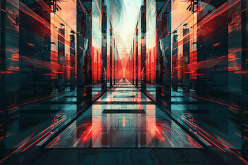 An ultra-futuristic tech abstract background is a visually appealing and thought-provoking image that evokes a sense of awe and wonder - obrazy, fototapety, plakaty