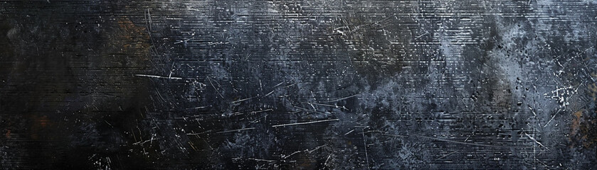 Black scratched metal texture providing a gritty and textured surface perfect for conveying an industrial and rugged feel - obrazy, fototapety, plakaty