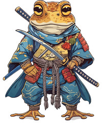 Cool Samurai Frog / Vintaged Japanese Samurai Frog Ninja Warrior with Katana Sword and Traditional Samurai Clothing