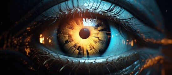 a close up of a person s eye with a clock in it . High quality - obrazy, fototapety, plakaty