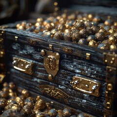 a chest full of gold balls