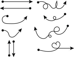 Vector dot and arrow ended lines set.