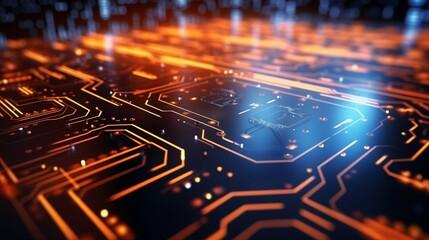 Chips  & Prosessor on a curcuit board, light effets