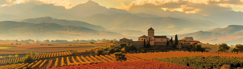 Spanish wine vineyards are a testament to the countrys rich winemaking history and culture - obrazy, fototapety, plakaty