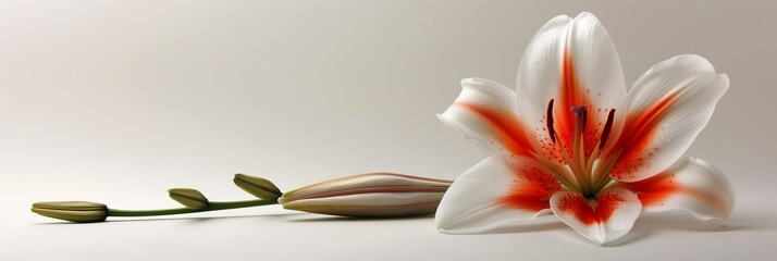 Funeral lily on white background providing a spacious area for strategic text placement