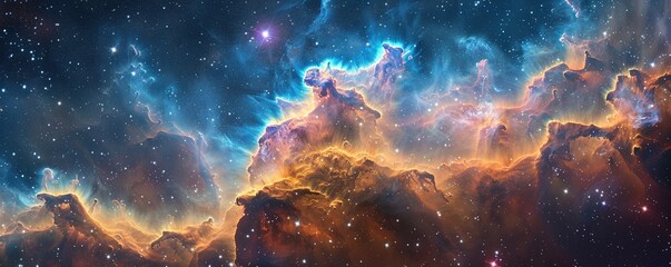 Nebula in deep space with stars - obrazy, fototapety, plakaty