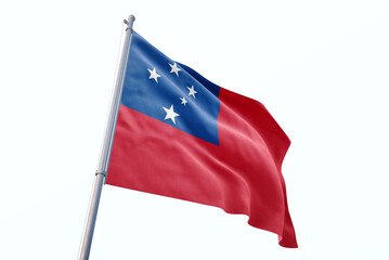 Waving flag of Samoa in white background. Samoa flag for independence day. The symbol of the state on wavy fabric.