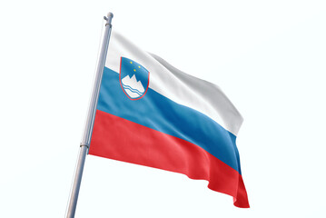 Waving flag of Slovenia in white background. Slovenia flag for independence day. The symbol of the state on wavy fabric.