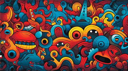 Fantasy whimsical vector patterns background. Abstract alien cartoon creators.
